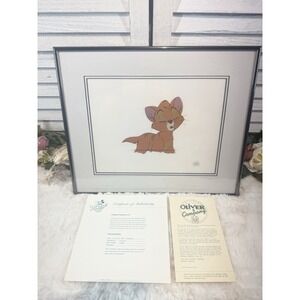 Disney Oliver & Company Oliver Original Production Animation Cel w/‎ COA Framed